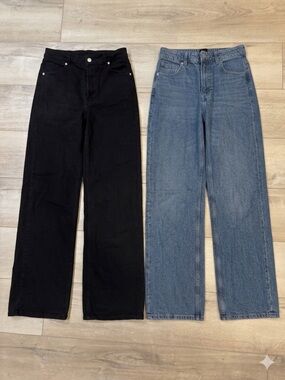 H&M Black Straight Leg Jeans + Classic Blue Straight Jeans - 2-Pack